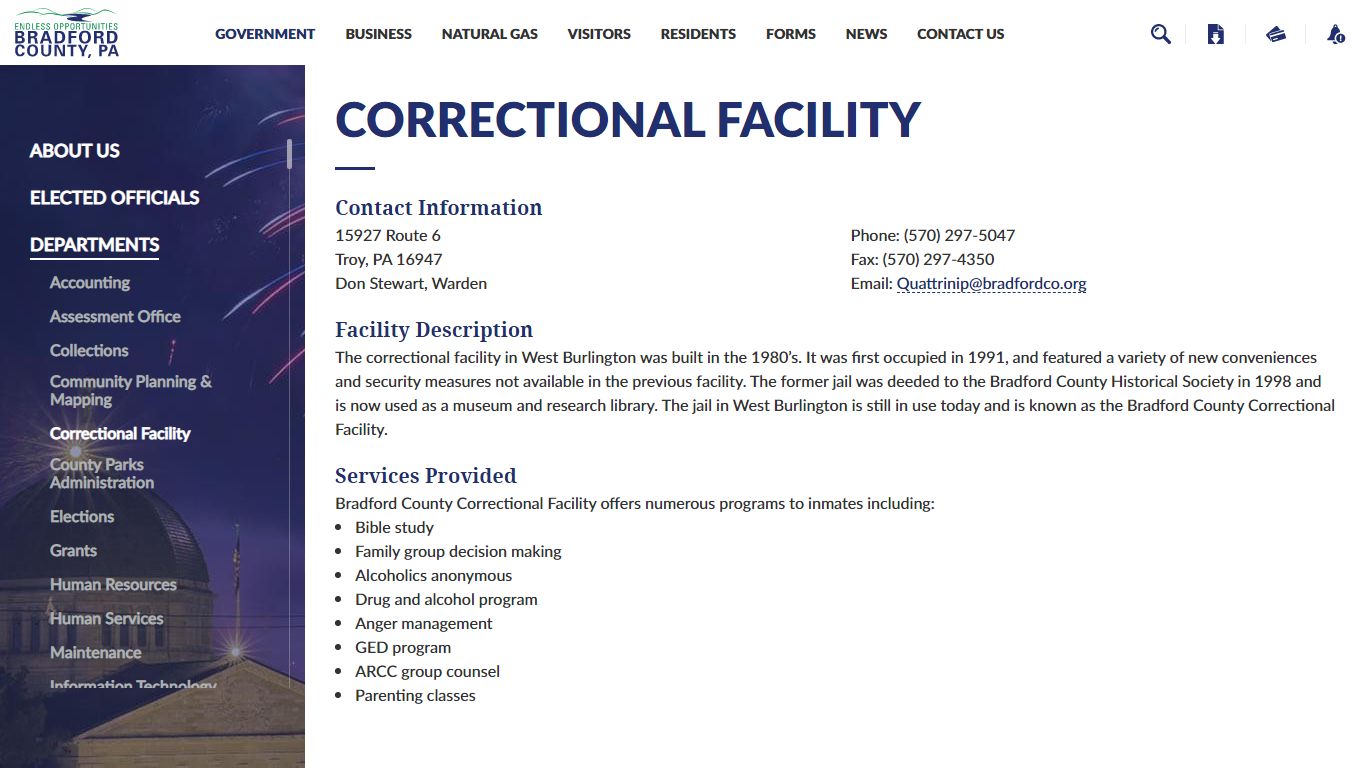 Correctional Facility – Bradford County